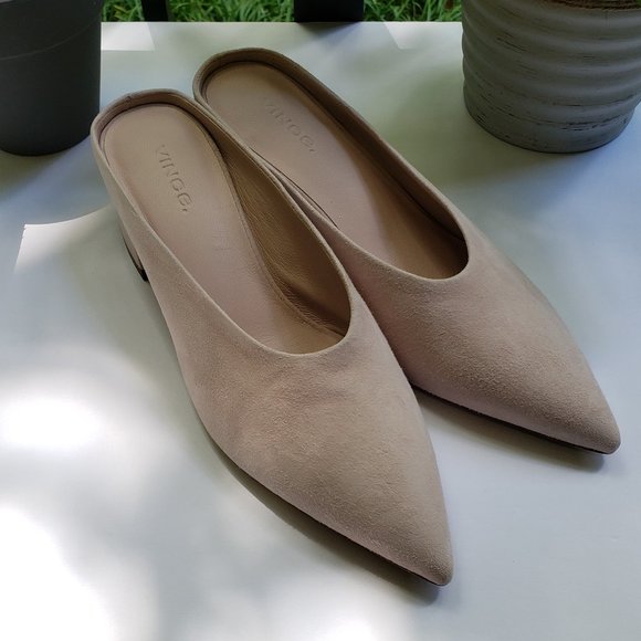 VINCE Ralston Pink Pointed Toe Mule Suede Leather in Rosaseco Pink Size 6 - Picture 7 of 10